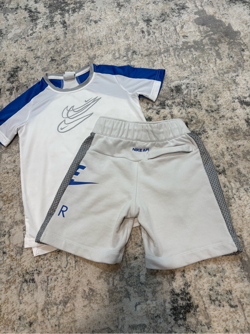 Nike White & Blue Short Sleeve Tee and Shorts Set - Picture 6 of 10